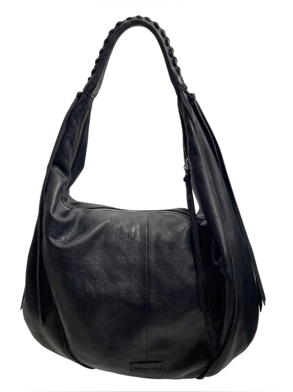 Christopher Kon Black Leather Hobo Purse Bag - EUC